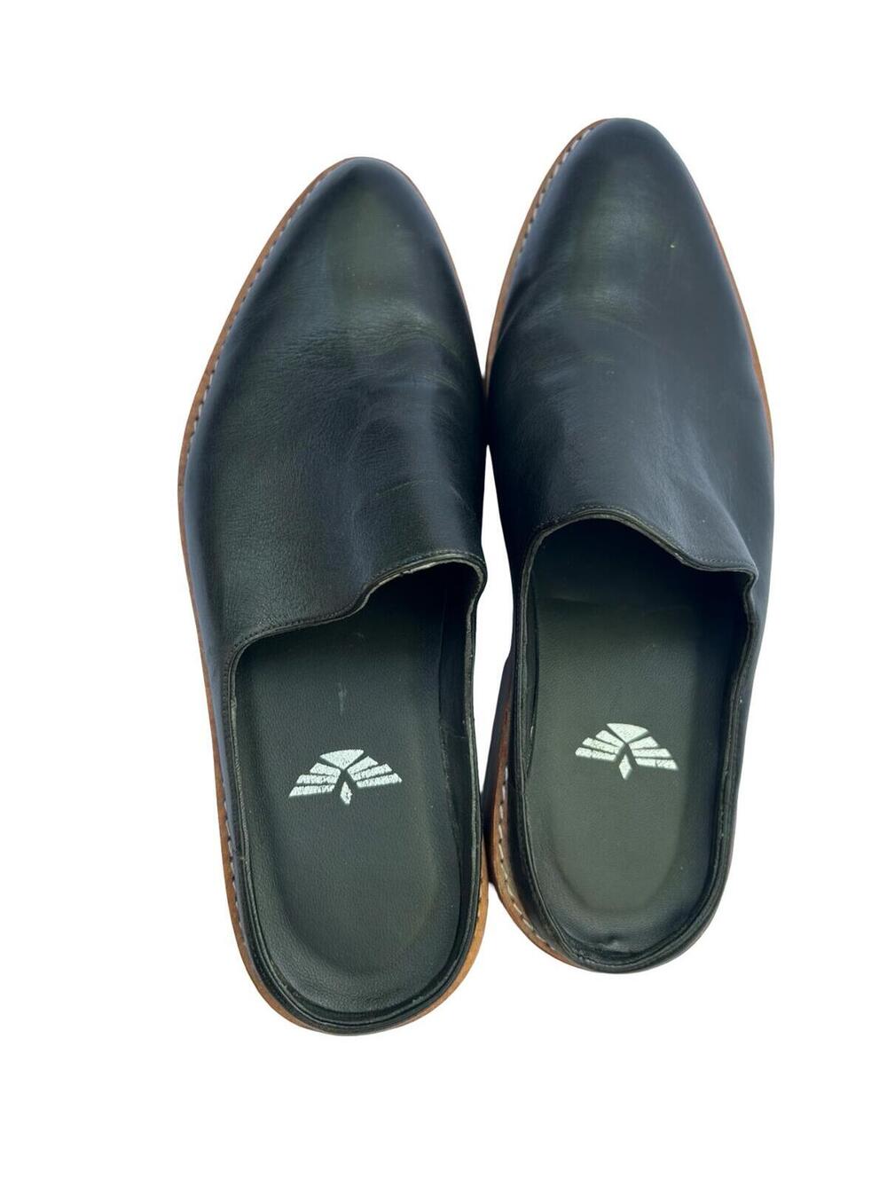 Black Leather Pointed Toe Mule Flats Made in Peru Vero Cuero Womens 37‎ - Picture 6 of 9